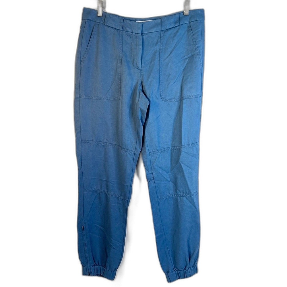 Ann Taylor Loft Jogger Pants Blue Casual‎ Zip Ankle 100% Lyocell Size 4 Boho